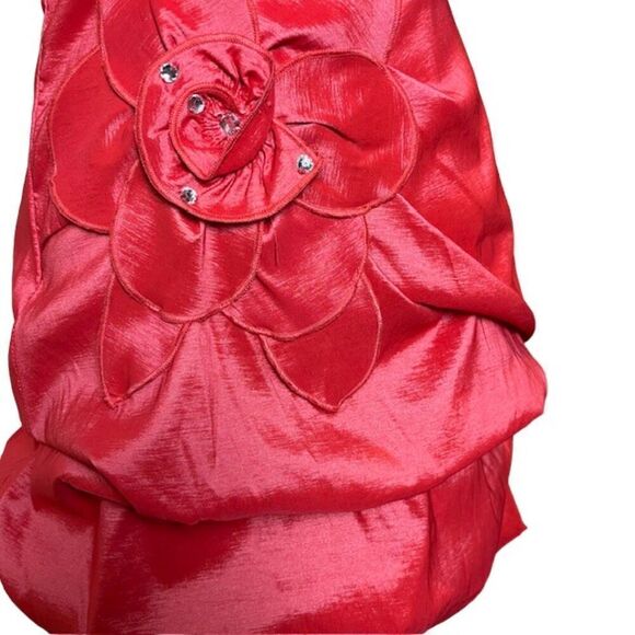 Sequin Hearts Women's Formal Coral Taffeta Ruched Rose Zip Back Mini Dress 7 - Picture 3 of 12
